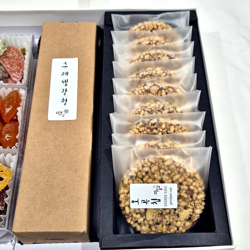 미담몰,강릉미담 (종합26-생강청&정과셑) 콩고물도라지정과,생강금귤연근정과,생강청,오곡칩, 맛과 멋과 품위있는 추석 설 명절선물 부모님 시댁